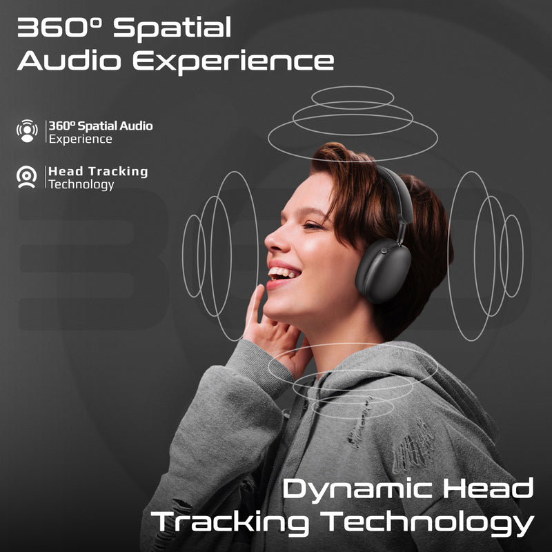 Promate Serene Hybrid ANC Spatial Audio Headphones 800mAh Black-Folded