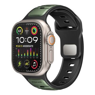 Promate SiliBand-DC سوار ساعة آبل رياضي بلونين - أخضر ميدنايت - صورة أمامية