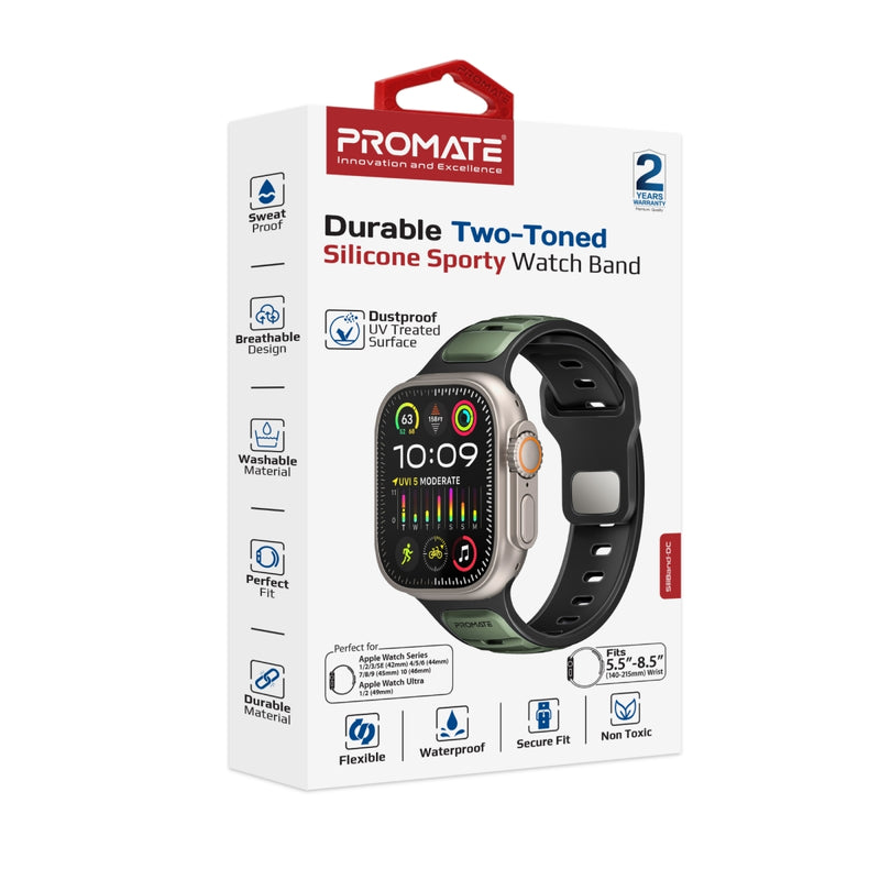 Promate SiliBand-DC سوار رياضي أثناء الاستخدام - أخضر ميدنايت