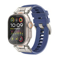 سوار ساعة آبل رياضي بمطاط FKM وستيل 304 | Promate SilicaBand-Pro Premium Sports FKM Flouro-Rubber Watch Band - Navy Blue