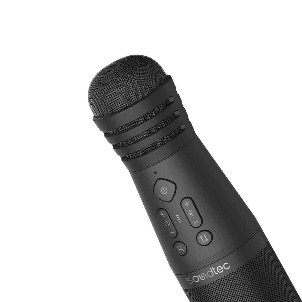Mîkrofona Karaoke ya Porodo Soundtec bi Axêver re - Reş