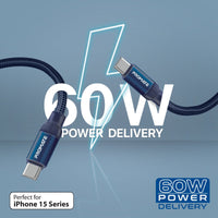 Promate Springy Blue magnetic cable attached to a desk edge