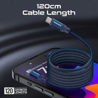 Promate Springy Blue nylon braided cable and reversible USB-C connectors