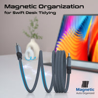 Promate Springy Grey cable coiled by its built-in magnets
