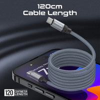 Promate Springy Grey nylon braided cable and reversible USB-C connectors
