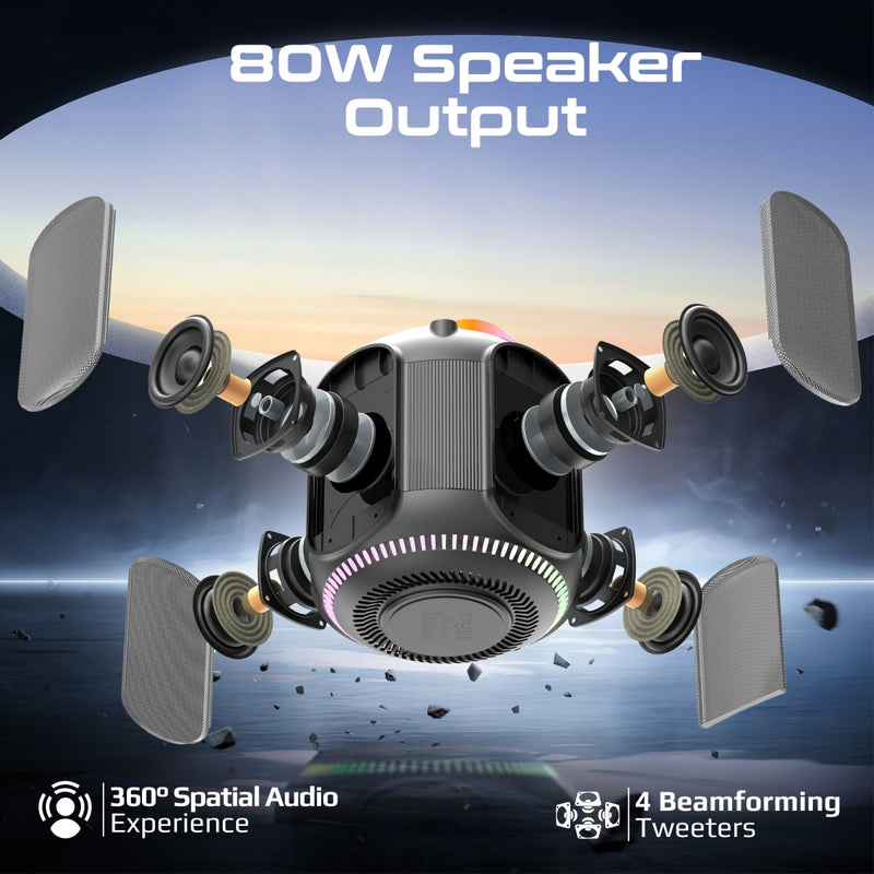 Promate Strike-80 RGB Bluetooth Party Speaker 80W 3600mAh Black-RGB