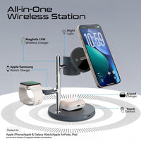 Promate Synergy-3 شحن الآيفون 15 واط والـAirPods والساعة سوية - أسود