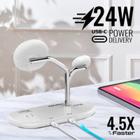 Promate Synergy-Pro تشحن الآيفون والساعة والـAirPods سوية - أبيض