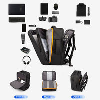 حقيبة بانجي 1909-8 مقاومة للماء مع قفل TSA وتصميم ضد السرقة - اسود | BANGE 1909-8 Backpack, Polyester Fabric, Anti-Theft with TSA Lock and Air Compression – Black