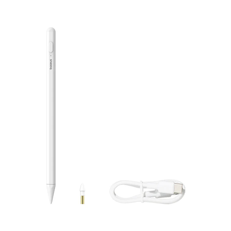 Baseus Smooth Writing Stylus Lite with LED Indicators, Moon White - قلم بيسوس الذكي للكتابة الناعمة مع مؤشرات LED، أبيض قمري