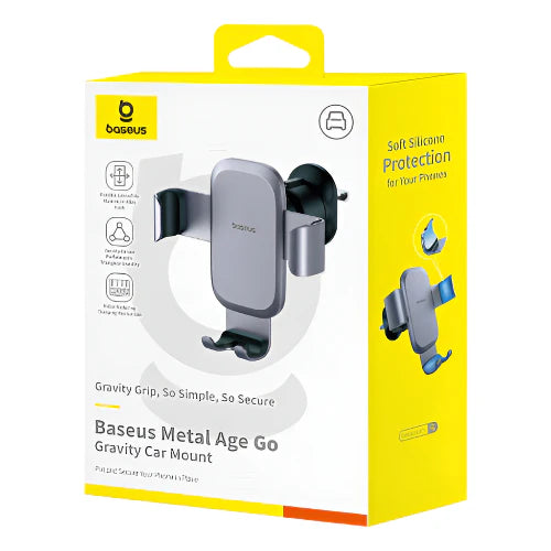 Baseus Metal Age Go Gravity Car Mount Air Outlet Grey | حامل سيارة بيسوس Metal Age Go جرافيتي للمكيف رمادي