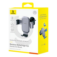 Baseus Metal Age Go Gravity Car Mount Air Outlet Grey | حامل سيارة بيسوس Metal Age Go جرافيتي للمكيف رمادي
