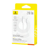 Baseus Silky Cable USB to Lightning 2.4A 1m White | كيبل بيسوس سيلكي USB لايتننج 1 متر أبيض