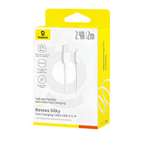 كابل بيسوس سيلكي USB إلى آيفون 2.4A 2 متر أبيض | Baseus Silky Cable USB to iPhone 2.4A 2m White