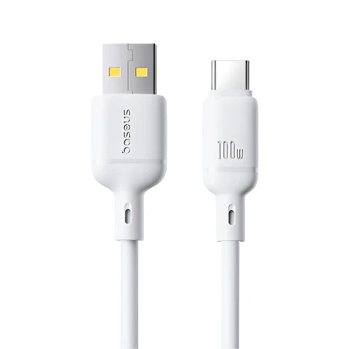 Baseus Silky Cable USB to Type-C 100W 1m White | كابل بيسوس سيلكي يو اس بي تايب سي 100 واط 1 متر أبيض