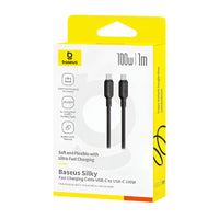 Baseus Silky Cable Type-C to Type-C 100W 1m Black | كيبل بيسوس سيلكي C-C 100 واط 1 متر أسود