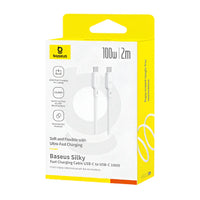 Baseus Silky Cable Type-C to Type-C 100W 1m White | كابل بيسوس سيلكي تايب سي 100 واط 1 متر أبيض