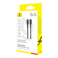 Baseus Dura Cable Type-C to Lightning 20W 1m Red+Black | كابل بيسوس ديورا تايب سي لايتننج 20 واط 1 متر أحمر وأسود