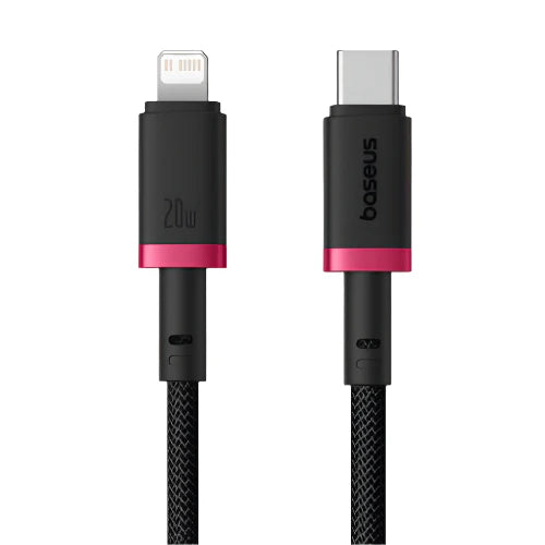 Baseus Dura Cable Type-C to Lightning 20W 1m Red+Black | كابل بيسوس ديورا تايب سي لايتننج 20 واط 1 متر أحمر وأسود