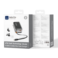 شاحن ويوو هيليكس برو Wi-G027 67W GaN مع كيبل قابل للسحب 70سم ومحولات | WiWU Helix Pro 67W GaN Charger Wi-G027 with 70cm Retractable Cable & Adapters