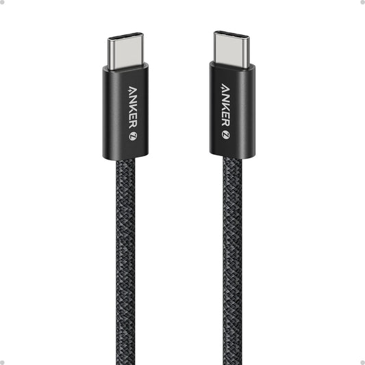 كيبل أنكر مضفر يو اس بي سي الى يو اس بي سي بقدرة شحن 240 واط وطول 1.8 متر | Anker USB-C to USB-C Braided Ultra Fast Charging Cable, 6 ft, 240W