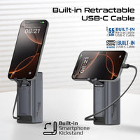 Promate Titan-130RC Power Bank 20000mAh 130W Retractable USB-C Black-Cable