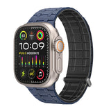 سوار ساعة آبل مغناطيسي بسيليكون وحلقة معدنية | Promate Track Premium Magnetic Silicone with Metal Loop Watch Strap - Navy Blue