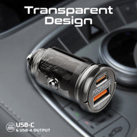 Promate TransDrive-65W منفذ USB-C 65 واط ومنفذ USB-A بتقنية QC 3.0
