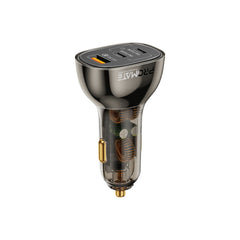 Promate TransDrive-80W شاحن سيارة شفاف 80 واط بثلاثة منافذ - صورة أمامية
