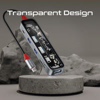 Promate TransHub-Lite transparent slim hub - angle view