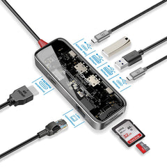 Promate TransHub-Mini 8-in-1 transparent USB-C hub - main view