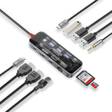 هَب USB-C شفاف 11 في 1 بشحن 100 واط | Promate TransHub-Pro 11-in-1 Transparent USB-C Hub