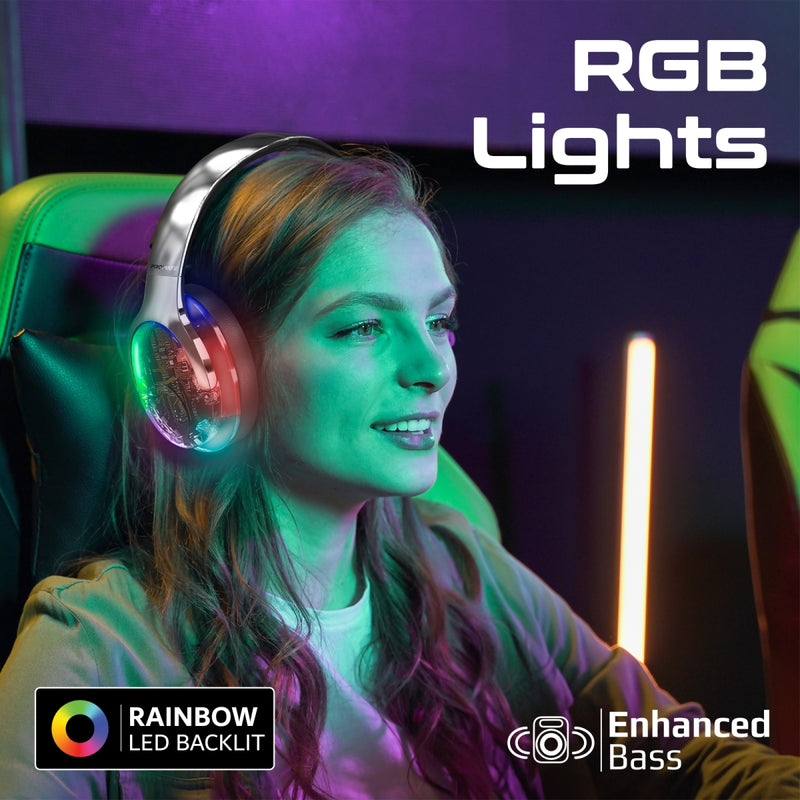 Promate TransTune ANC RGB Wireless Headphones 600mAh Silver-Detail