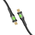 كابل USB-C شحن سريع 60 واط بأطراف شفافة وإضاءة LED بطول مترين | Promate TransLine-CC200 - أسود