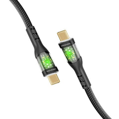 Promate TransLine-CC200 Black 60W USB-C cable with transparent LED shells - main view