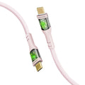 كابل USB-C شحن سريع 60 واط بأطراف شفافة وإضاءة LED بطول مترين | Promate TransLine-CC200 - وردي