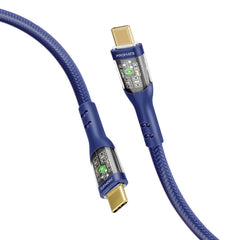Promate TransLine-CC200 Navy 60W USB-C cable with transparent LED shells - main view