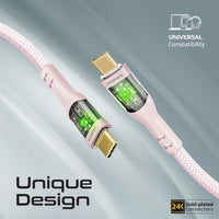 Promate TransLine-CC200 Pink cable charging a laptop at 60W Power Delivery