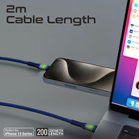 Promate TransLine-CC200 Navy nylon braided exterior detail
