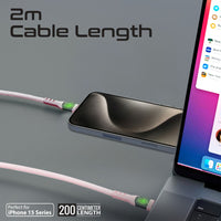 Promate TransLine-CC200 Pink nylon braided exterior detail