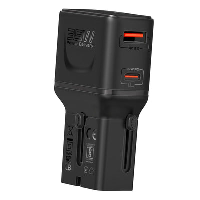 Promate TriPlug-PD35 محول سفر 35 واط Power Delivery بقوابس عالمية - صورة أمامية
