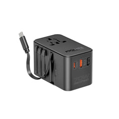 Promate TripMate-GaN70R محول سفر GaN 70 واط مع كيبل USB-C مدمج ينسحب - صورة أمامية