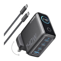 Şarjêra Dîwêr a Anker GaN PD 3.1 USB-C GaN ya Pêçayî ya 3-Port bi Hêza Şarjkirinê ya 140W û Kabloya USB-C berbi USB-C - Zîv | Şarjêra Anker GaN 140W, Şarjêra PD 3.1 USB-C GaN ya Pêçayî ya 4-Port, Bi Kabloya CC - Zîv