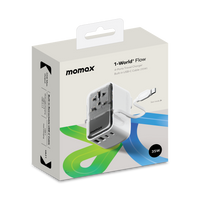 شاحن موماكس World+ Flow  العالمي بـ4 منافذ مع كيبل تايب سي مدمج وبقدرة شحن 35 واط | Momax World+ Flow 35W 4-Port Charger with Built-in USB-C Cable + AC Travel Adapter