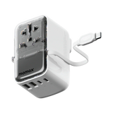 شاحن موماكس World+ Flow  العالمي بـ4 منافذ مع كيبل تايب سي مدمج وبقدرة شحن 35 واط | Momax World+ Flow 35W 4-Port Charger with Built-in USB-C Cable + AC Travel Adapter