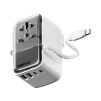 شاحن موماكس World+ Flow  العالمي بـ4 منافذ مع كيبل تايب سي مدمج وبقدرة شحن 35 واط | Momax World+ Flow 35W 4-Port Charger with Built-in USB-C Cable + AC Travel Adapter