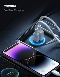 شاحن سيارة موماكس Move مزدوج المنافذ بقدرة شحن 30 واط | Momax MoVe 30W Dual-Port Fast Car Charger