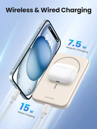 بنك طاقة UGREEN مغناطيسي لاسلكي 5000mAh 15W | UGREEN 5000mAh Mini Magnetic Wireless 15W Power Bank