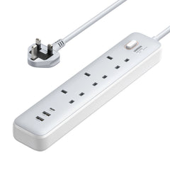 UGREEN 30W 3 AC Power Strip With Master Switch 2A1C (White) | مشترك كهربائي يو جرين 30 واط 3 منافذ مع مفتاح رئيسي 2A1C أبيض