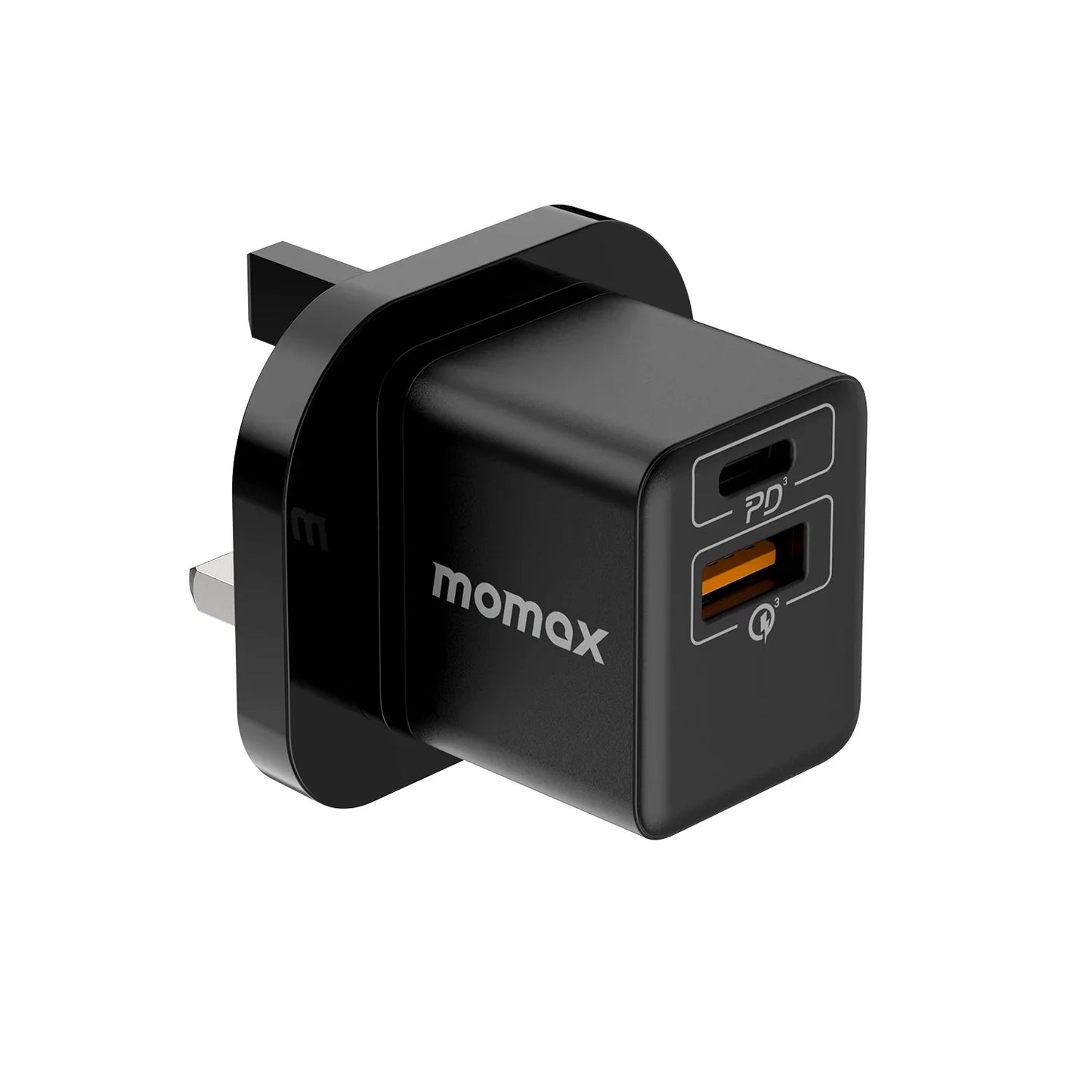 شاحن موماكس وان بلاج بحجم صغير بمنفذي تايب سي ويو اس بي اي وبقدرة شحن 20 واط | Momax One Plug 20W 2-Port Mini Charger | Dual Port Fast Charger